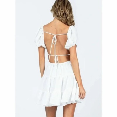 open lace back dress Darso Mini Dress White main image 1