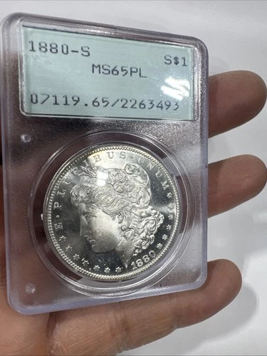 1880-S San Francisco Morgan Silver $1 PCGS Ms65 Pl Proof Like Old Rattle Case