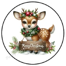 MERRY CHRISTMAS REINDEER ENVELOPE SEALS LABELS STICKERS PARTY FAVORS