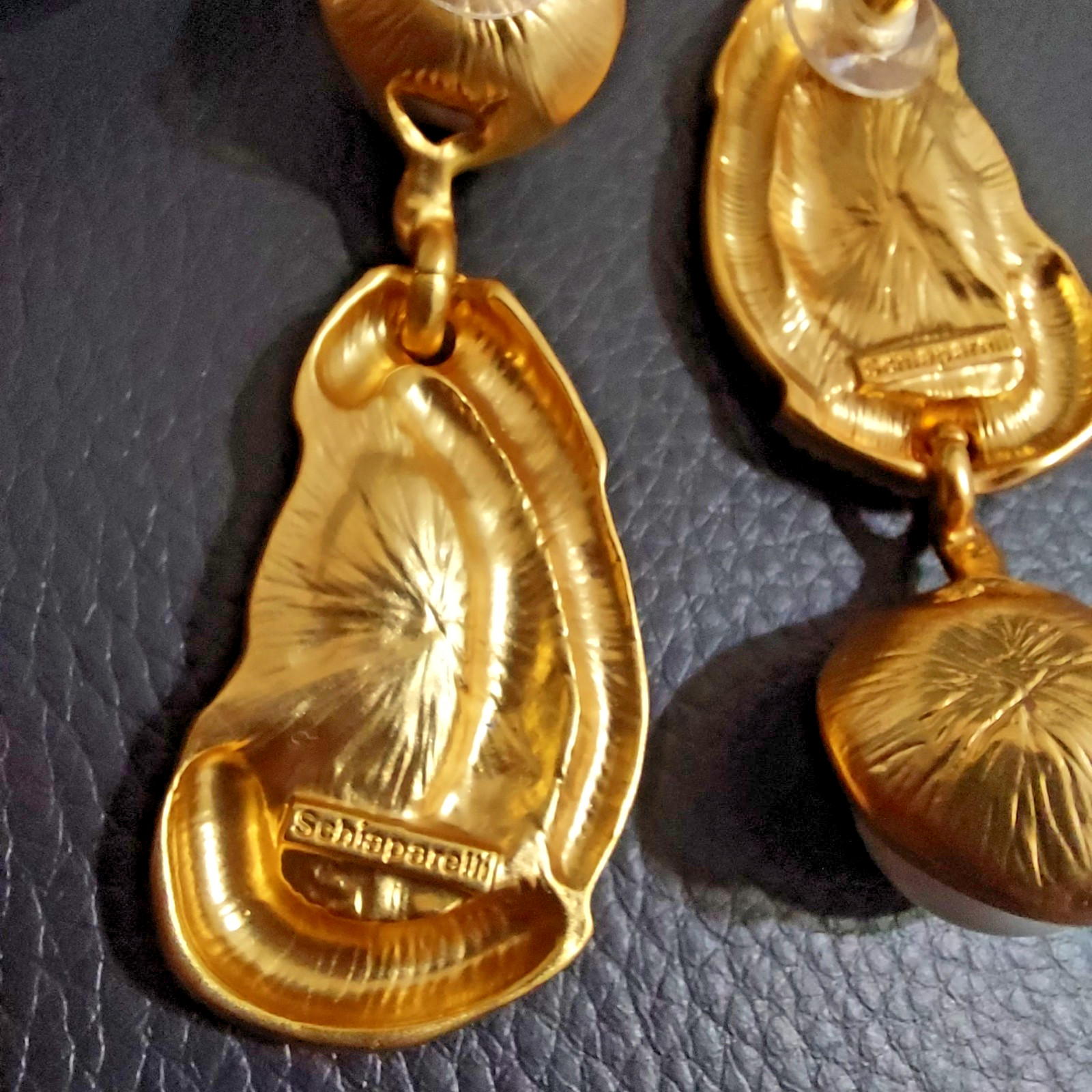 Auth SCHIAPARELLI Rhinestone Statement Earrings -… - image 4