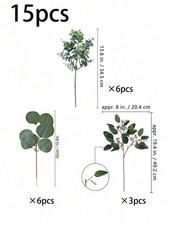 15pcs Green Artificial Eucalyptus Stems For Wedding Home Floral Decor