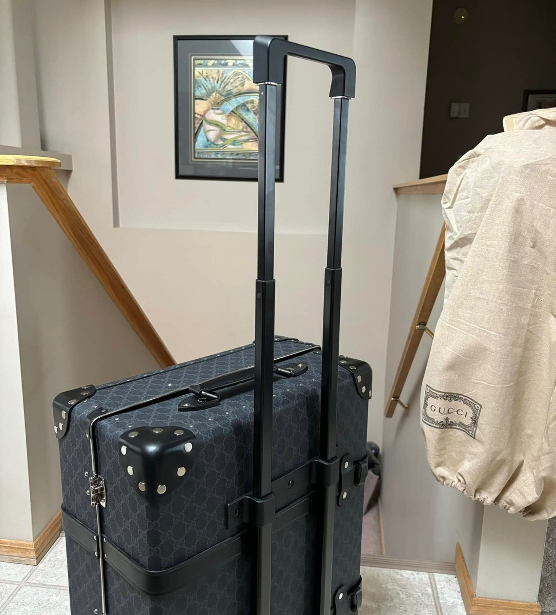 Gucci Black GG Supreme Medium Trunk Globe Trotter Luggage MSRP