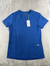 Figs Scrub Shirt Womens XS Blue Casma Three Pocket Short Sleeve Top NWT