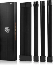 ⭐⭐⭐⭐⭐Asiahorse Black Sleeved PSU Extension Cable Kit 18AWG Cotton Cust