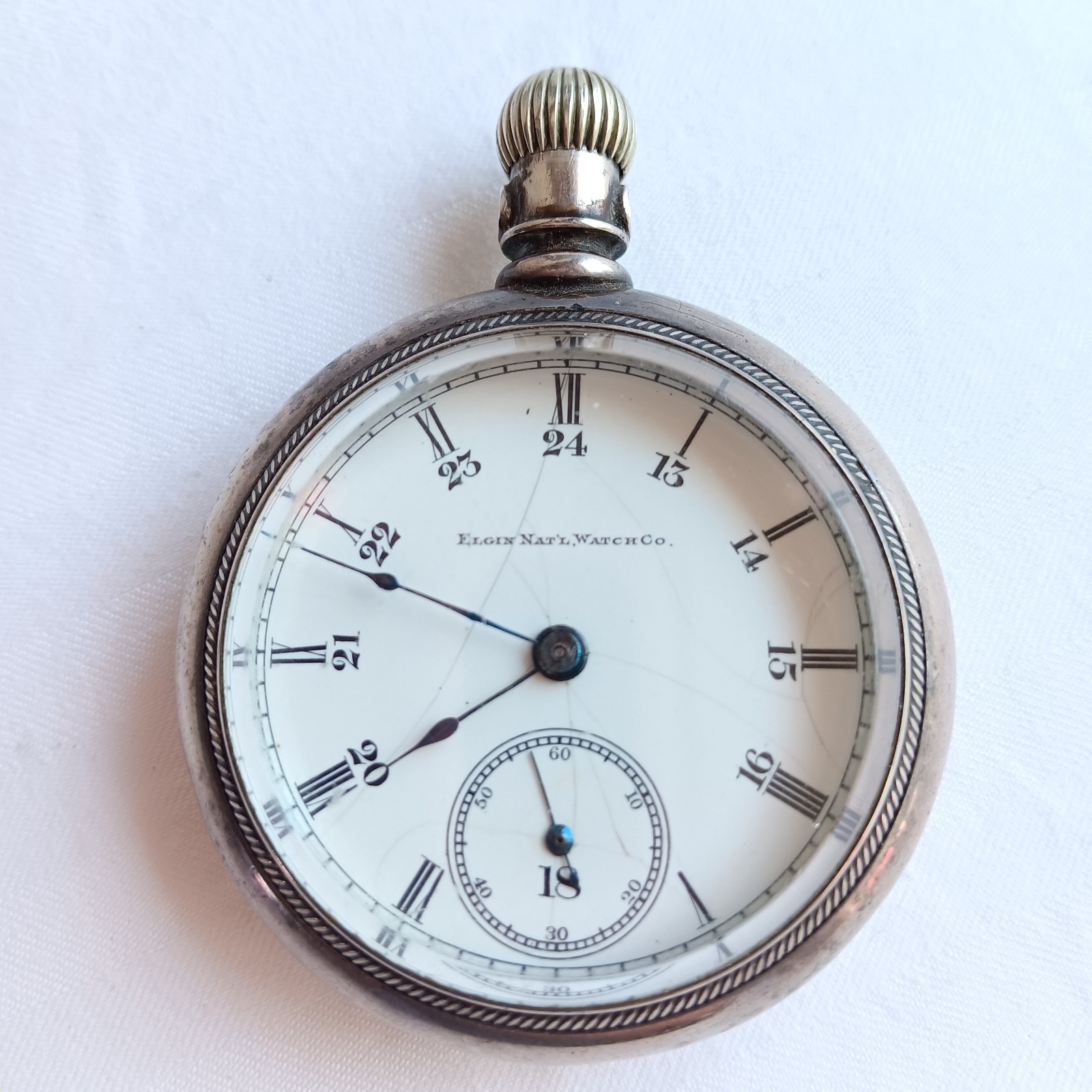 Elgin National Watch Co Coin Silver Railroad Pocket Watch Non-Working Heavy Duty