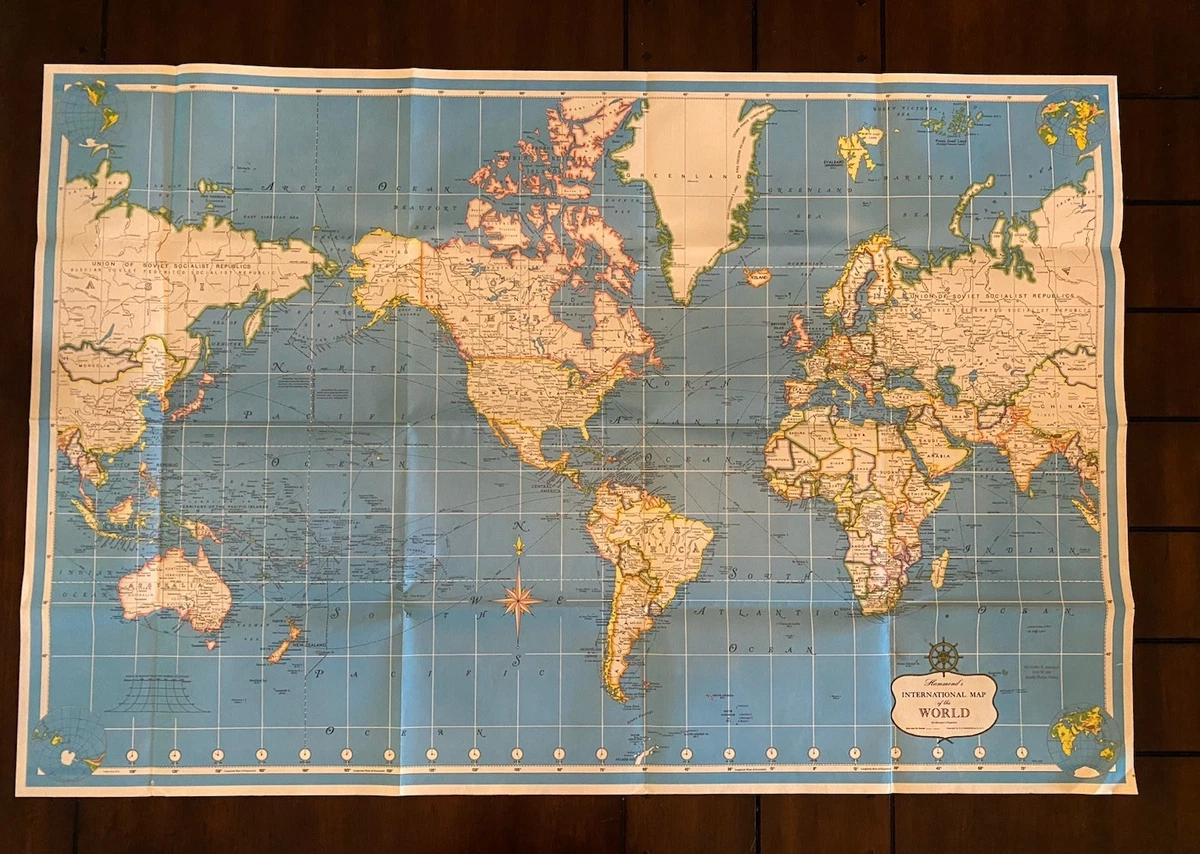 1950-1959 Date Range Antique World Wall Maps for sale | eBay