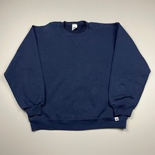 Vintage Russell Athletic Sweatshirt Mens M Navy Blue Crewneck Fleece Boxy Y2k