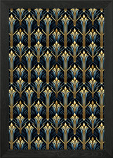 Art Deco Gold and Blue Pattern Framed Wall Art Poster Canvas Print Picture