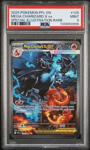 2025 POKEMON PFL SPECIAL ILLUSTRATION RARE #125 MEGA CHARIZARD X EX PSA 9