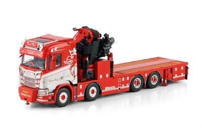 WSI MODELS 01-4444 1/50 Scania R CR20N 8x4 Flachbett Lkw W / Fassi 1100 + Jib