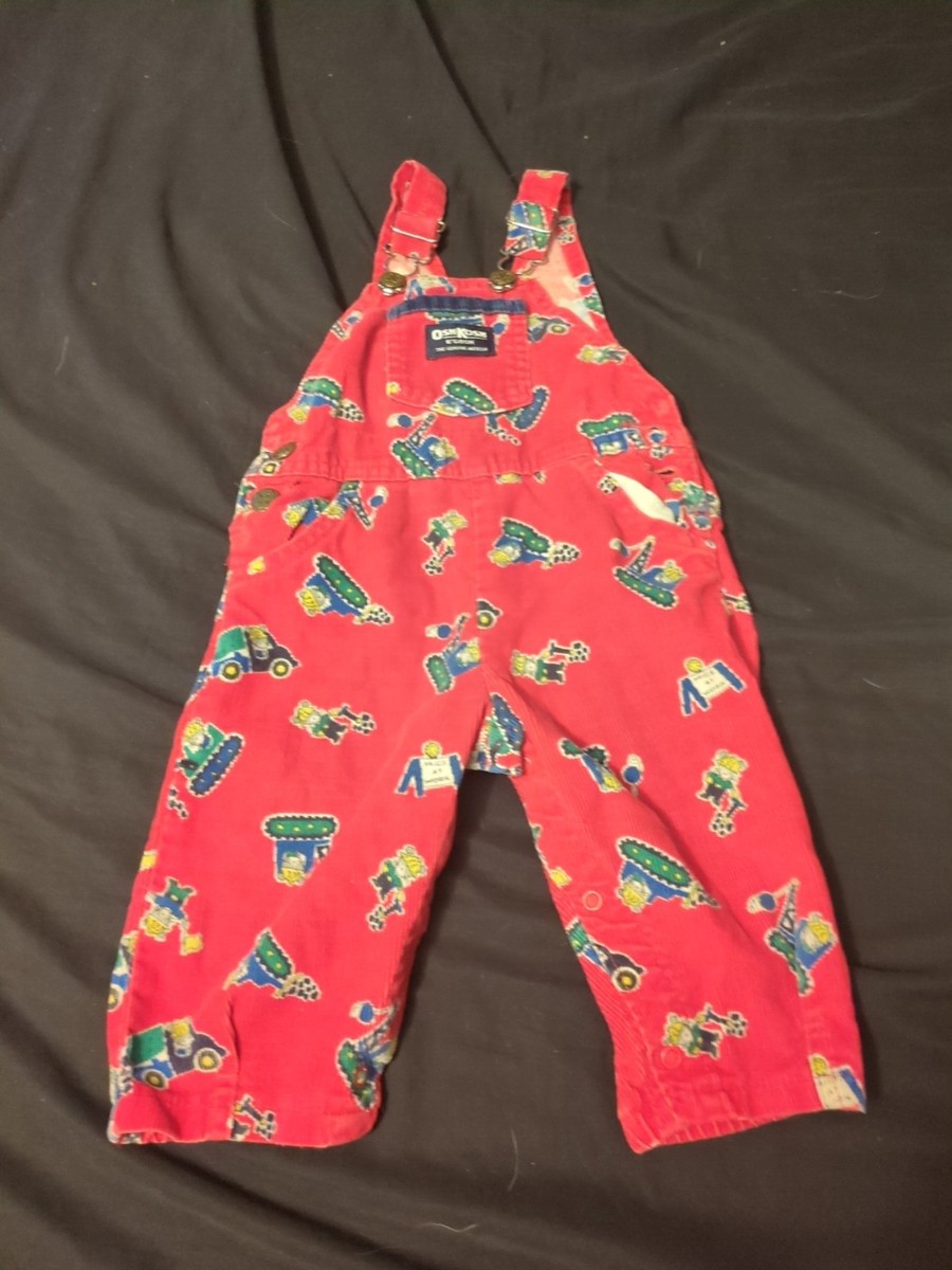 Vintage Oshkosh B'gosh Corduroy Overalls 12M Red Rabbits