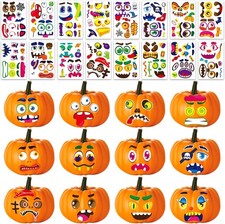96 Mini Pumpkin Decorating Stickers for Halloween Craft Sets