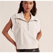 Ladies Abercrombie  Fitch ABERCROMBIE Oversized Tunic Half-Zip Vest Ivory