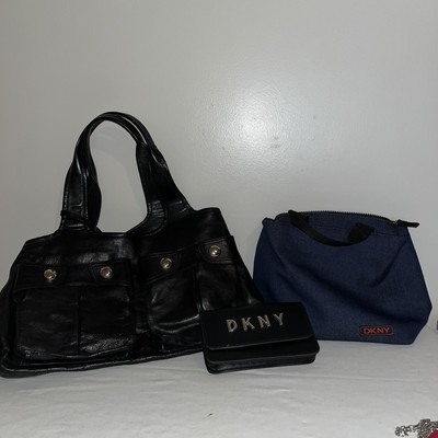 Alot of 3 DKNY items, denim handbag, shoulder bag, belt loop cell phone pouch 