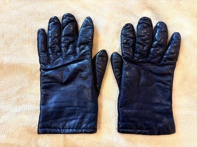 Vintage Marshall Field s Womens Genuine Leather Black Gloves Size Large
