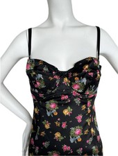 DOLCE & GABBANA 90's vintage black silk floral bustier dress