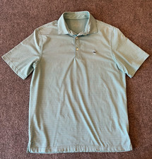 Vineyard Vines Polo Shirt Mens Large Blue Striped Golf Performance Whale Classic