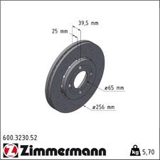2x Zimmermann 600.3230.52 Bremsscheibe für VW LUPO POLO 6X1 6E1 6N1 6N2