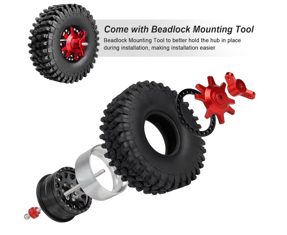 HobbyPark 1.9 Beadlock Wheels Tires 120mm for TRX4 SCX10 Gen8 1/10 RC Crawler - Image 2 of 4