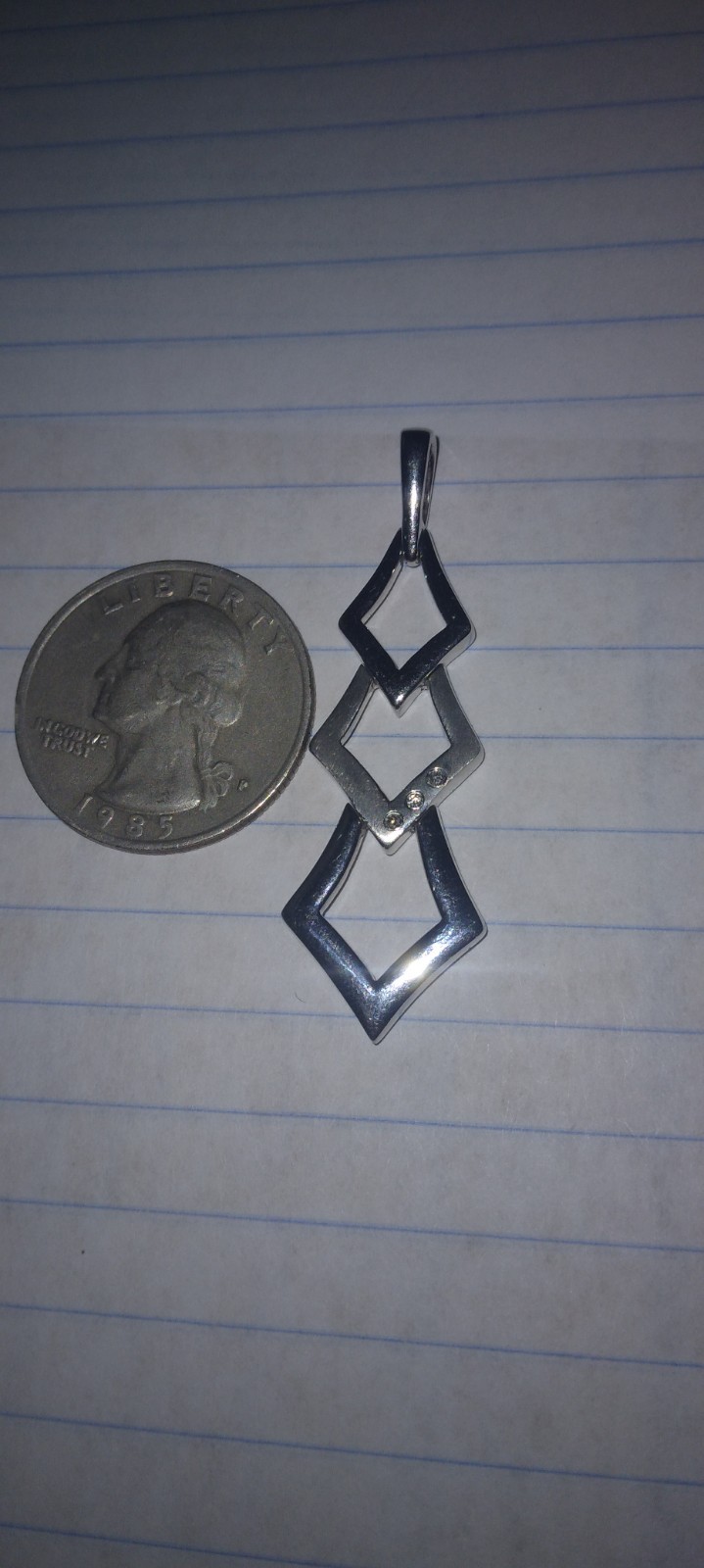 Sterling silver Diamond Shape Pendent / sterling … - image 1