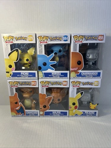 Funko Pop! Pokémon Lot Of 6 Pichu,Horsea, Charmander, Charizard, Vulpix, Pikachu