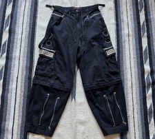 Vintage Tripp NYC Wide Leg Black Bondage Pants Sz S Goth Punk Rave Y2K 30 inch