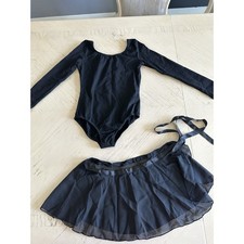 Machine Washable Girls Ballet Leotard with Skirt Ballet Black 8 / 10 Y