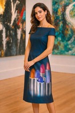 Anja Gockel London Designer Couture Etui Business Kleid Schulterfrei