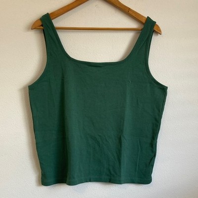J Crew Essential squareneck tank top XXL Women's Green