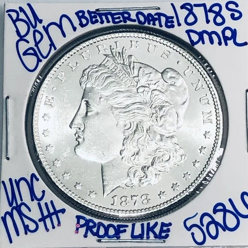 1878 S BU UNCIRCULATED MORGAN SILVER DOLLAR AUTHENTIC U.S.MINT FREESHIPPING 5286