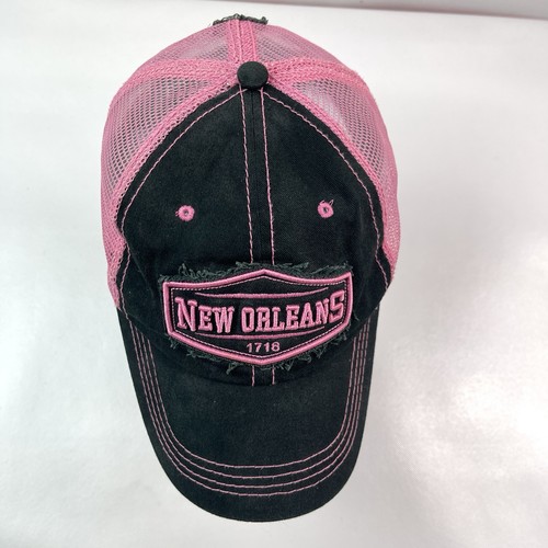 New Orleans 1718 Embroidered Mesh Trucker Baseball Hat Cap Black/Pink Adjustable - Bild 12 von 20