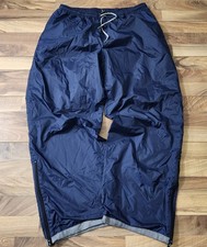 Y2K Nike Super Wide Leg Lined Windbreaker Pants Mini Embroidered Swoosh Navy 2XL