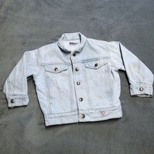 Vtg 90s Guess USA Jeans Denim Jacket Youth Sz 8-10 Large Blue Jean Patch