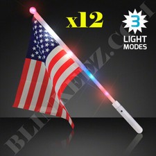 12X 4TH OF JULY USA LIGHT UP LED AMERICAN FLAGS - GREAT FOR 4TH OF JULY FUN 