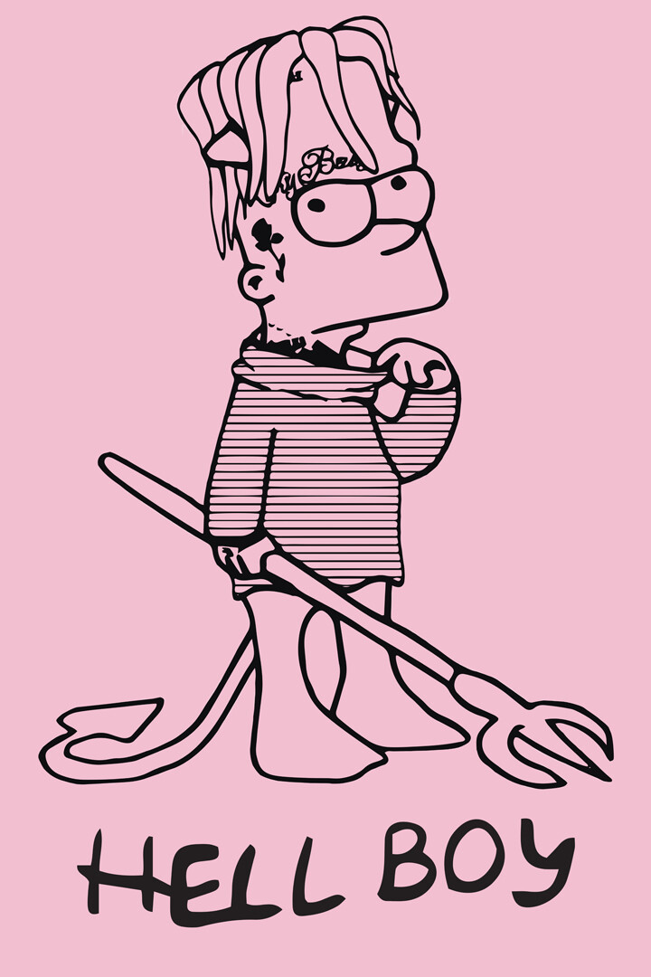 Lil Peep HellBoy Bart Simpson Art Wall Indoor Room Outdoor Poster