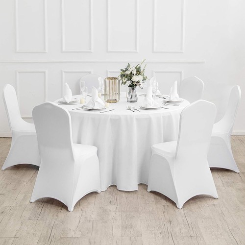 Durable 90-Inch Round Polyester Tablecloths, 6 Pack - Perfect for Any Occasion - Picture 4 of 9