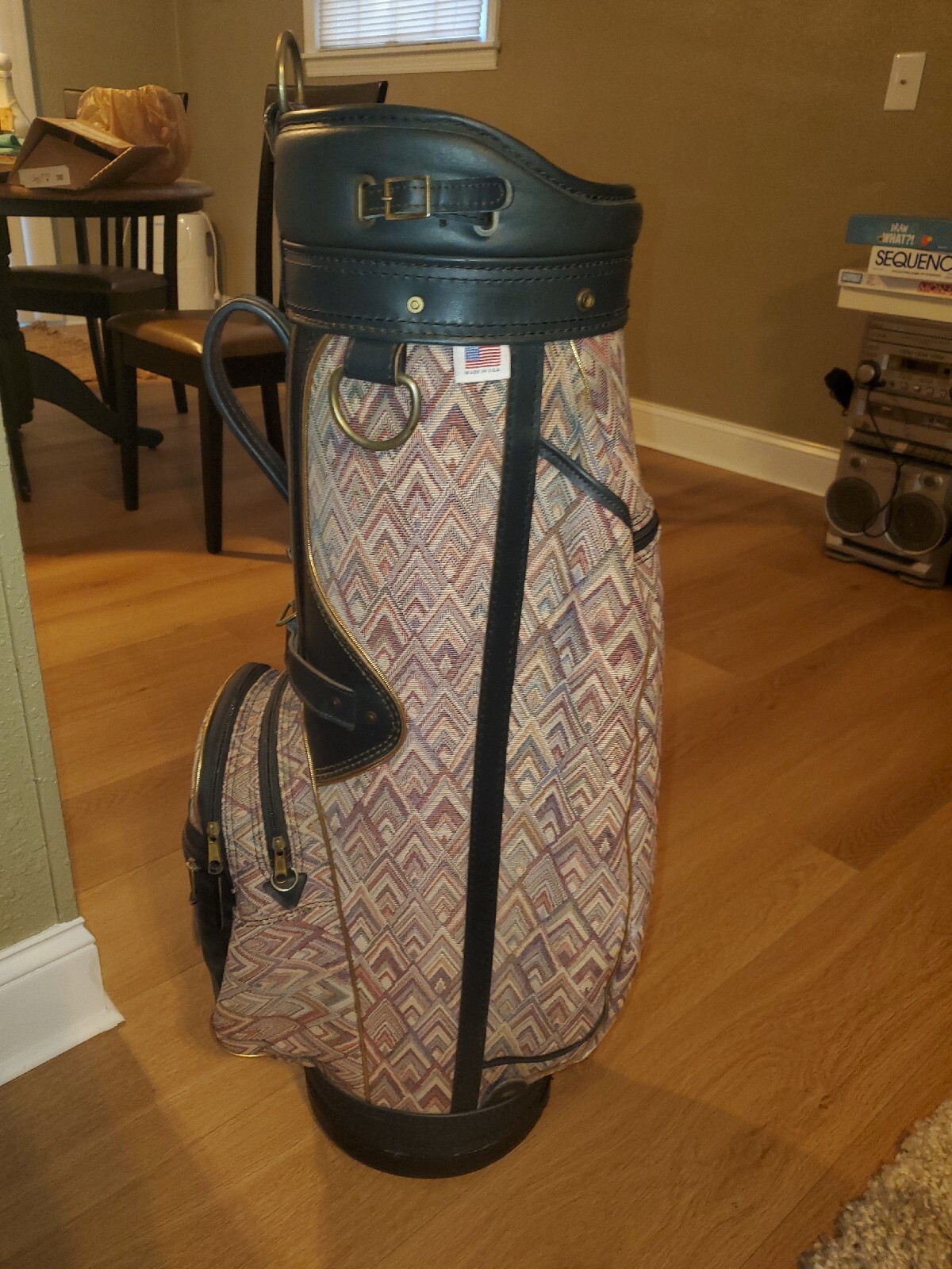 Vintage Burton Golf Bag 6 Way Divider Green Leather and Canvas Cart Bag eBay