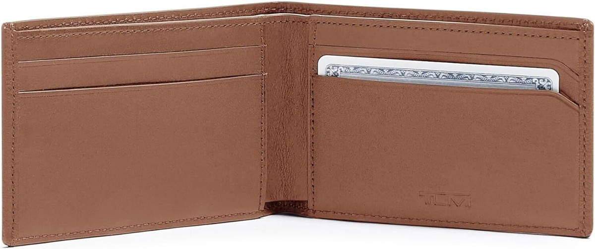 Tumi Nassau Slim Single Billfold Leather Wallet for Men Cognac