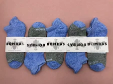 5 Pairs Bombas Men's Tri-Block Marl Honeycomb Ankle Socks Size Large9-13 blue