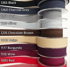Bias Binding 30mm wide Poly Cotton Pre Folded Edge Tape Plain Colours