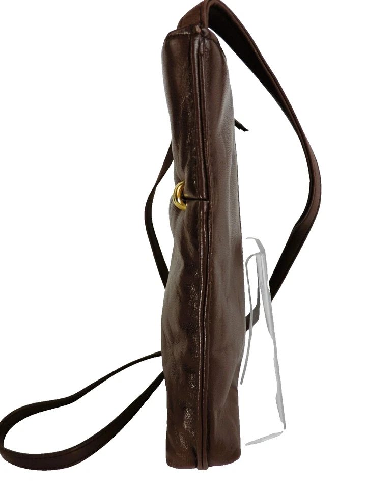 BECHAMEL Bandolera Bolso de Hombro Cartera Bolso de Mano Marrón Cuero Vegano Cierre de Cremallera Foto 4 de 4