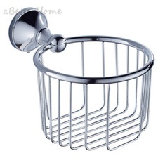 Chrome Brass Round Toilet Tissue Holder Bathroom Rack Roll Papers Storage Basket