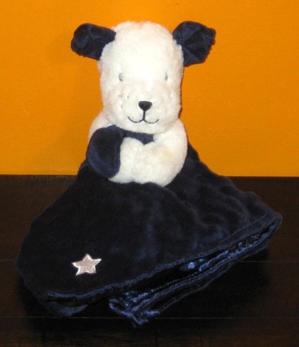 Little Me Navy Blue White Puppy Dog Star Baby Lovey Toy Security Blanket Minky - 第 1/4 張圖片