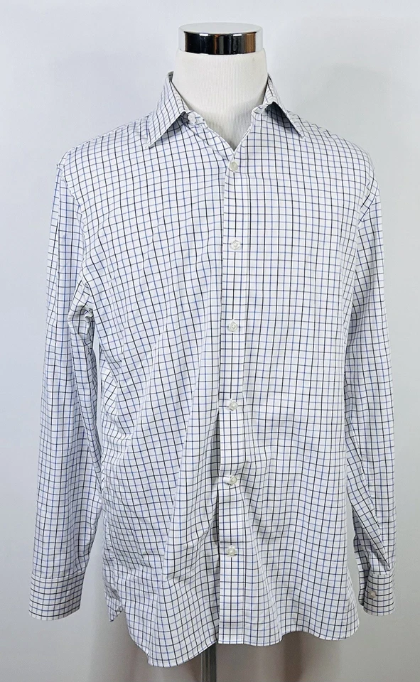 Camisa de Vestir Bonobos 16.5 36 Sin Arrugas Azul Blanco Algodón a Cuadros Ajuste Estándar Foto 2 de 4