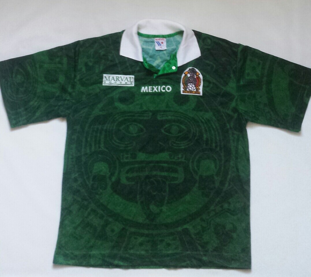 Vintage Rare Mexico National Soccer Team Marval Jersey Aztec Size