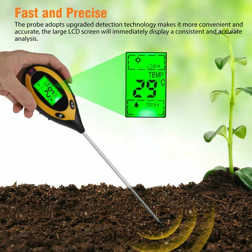 4 in 1 LCD Digital PH Tester Soil Water Moisture Light Temperature Test Meter - Picture 3 of 10