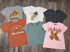 Lot Of 6 Graphic Tee Shirts kids 10/12 Def Leppard Rilakkuma Messy Hair Dont Car