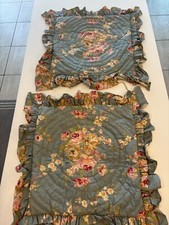 Set of 2 Vintage Cottagecore Blue Floral Pillow Shams With Ruffle Trim