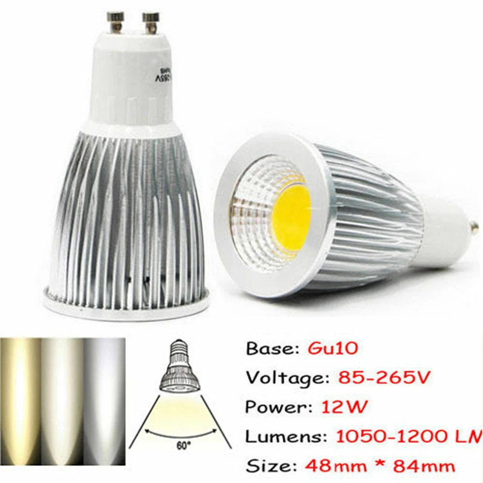 Ultra Bright 6W 9W 12W Dimmable E27GU10 MR16 85-265V 110V LED COB Spotlight - Image 2 of 4