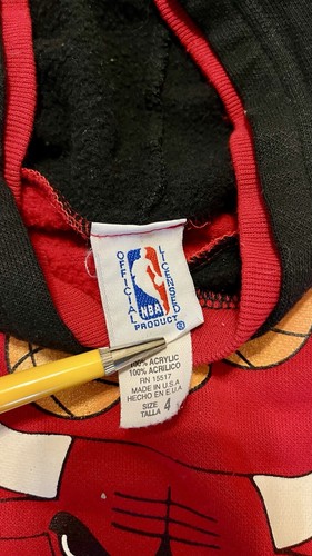 Vintage Kids 4T Chicago Bulls Made In USA Official NBA Apparel Hoodie 1990s - Picture 7 of 8